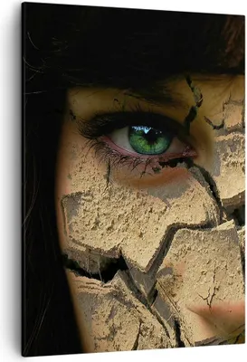 Produktbild von Bild auf Leinwand - Leinwandbild - Einteilig - Frau Gesicht Haut geknackt - 50x70cm - Wand Bild - Wanddeko - Wandbilder - Leinwanddruck - Wanddekoration - Leinwand bilder - Wandbild - PA50x70-0267