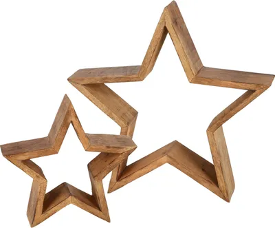 Produktbild von Stern zum stellen aus Mango - 2er Set / 30 + 20 cm - Holz Deko