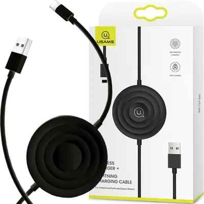 Immagine prodotto di Carica Usams. Us-Cc096 induttivo 10Wcon cavo Lightning nero/nero Cc96Wh01