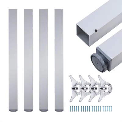 Produktbild von 4x sossai Premium Tischbeine 82cm / 6x6cm in Aluminium höhenverstellbare Tischfüße
