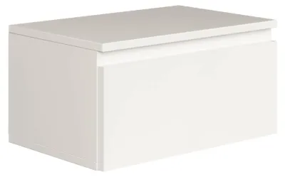 Wandnachtkästchen 49 cm, weiß, schwebend, modern, mit Fach