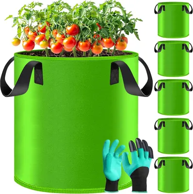 Produktbild von Pflanzsack 5 Stück Pflanzbeutel, Tomateneimer, 30 l Pflanzbeutel, Vliestöpfe, Pflanzgefäß für Tomaten, Kartoffeln zum Bepflanzen mit Griffen, für Kart