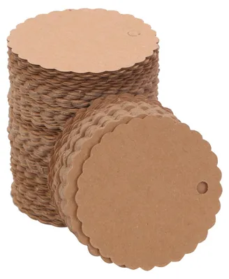 Produktbild von Geschenkanhänger aus braunem Papier - 150 Stück - Zum Beschriften und Basteln - 4 x 9 cm