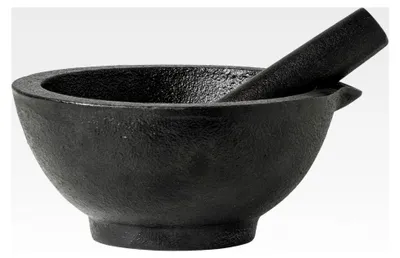 Produktbild von Mörser mit Stössel aus Gusseisen, schwarz, groß, 13 cm x 6,3 cm
