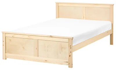 Zdjęcie produktu dla BELIANI Łóżko naturalne drewno sosnowe 120 x 200 cm rama ze stelażem i wezgłowiem skandynawskie