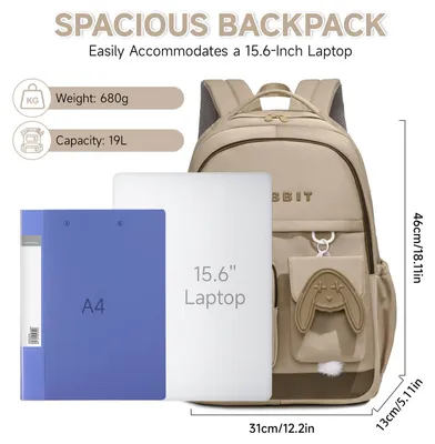 Image de Sac à dos scolaire, couleur kaki, imperméable, léger, pour l'école