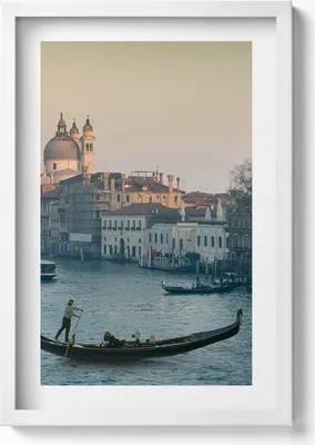Produktbild von Gondel in Venedig - Italien– Wandbild mit Rahmen – Gerahmtes Bild  – Wanddekoration – 40x60 cm – Weiß