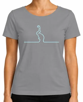 Immagine prodotto di T-shirt da donna con la linea "Balum Strichmännchen" di Osvaldo Cavandoli, motivo cartoon, colore grigio, taglia XL