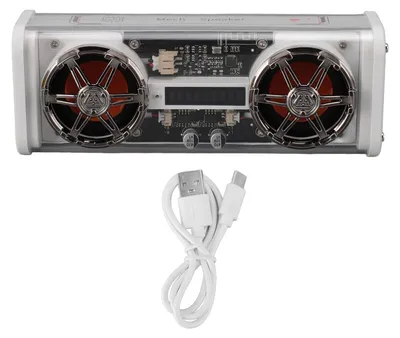 Zdjęcie produktu dla Przezroczysty głośnik Bluetooth, 2 x 5 W, subwoofer, przenośny, bezprzewodowy głośnik 5.3 z kolorowymi światłami, idealny do domu, imprez i podróży, kolor biały