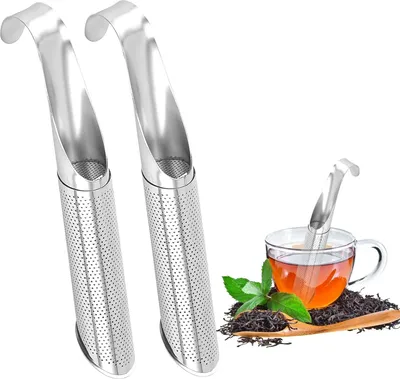 Produktbild von Set von 2 Hochwertigen Edelstahl-Teefiltern für Losen Tee mit Praktischem Griff