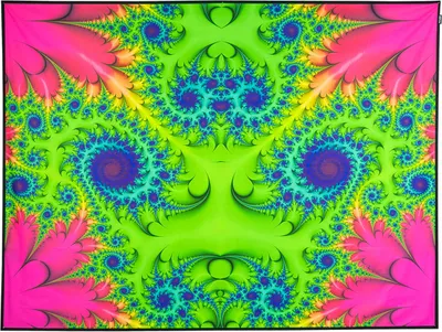 Produktbild von PSYWORK Schwarzlicht Stoffposter Neon "Fractal Wonderland Green", 1,5x2,0m