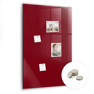 Obrázek produktu pro Magnetická Tabule na Zeď Skleněná - Memo Board Kleněnou Přední Stranou - 5 magnetů v balení - 60x90 cm - Vínová barva