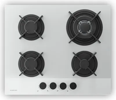 Obrázek produktu pro Klarstein Velaire plynová varná deska, 4-plotýnková skleněná plynová varná deska, 8000 W, 60 cm, LPG a zemní plyn, elektrické zapalování, ochrana proti selhání plamene, včetně přestavbové sady a hadice, bílá