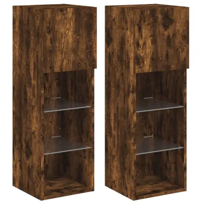 Immagine prodotto di vidaXL Mobili TV con luci LED 2 pz. Rovere fumé 30,5x30x90 cm