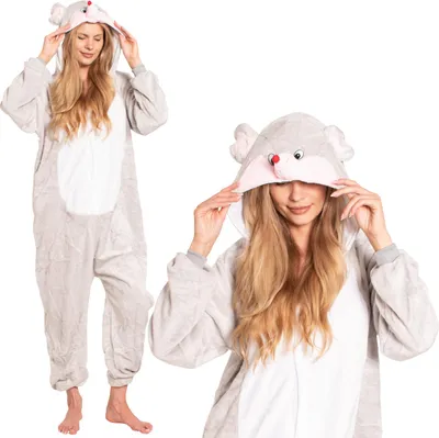 Produktbild von Nikcorp Jumpsuit Pyjama Damen Kinder Onesie Maus Grau XL