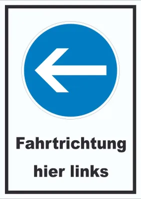 Produktbild von Schild Fahrtrichtung hier links A4 (210x297mm)