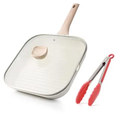 Zdjęcie produktu dla Patelnia grillowa kwadratowa nieprzywierająca z pokrywką do gotowania