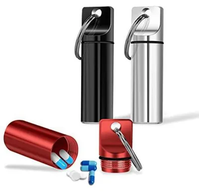 Produktbild von 3er Set Pillendose Schlüsselanhänger Aluminium Wasserdicht für Unterwegs