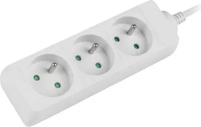 Zdjęcie produktu dla Lanberg PS0-03E-0150-W, 1,5 m, Wewnętrzna, Typu E, Biały, 3 x gniazdo sieciowe, 10 A
