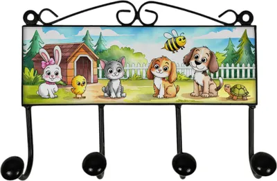 Produktbild von Tiere Kleiderhaken Leiste mit 4 Haken für Kinderzimmer