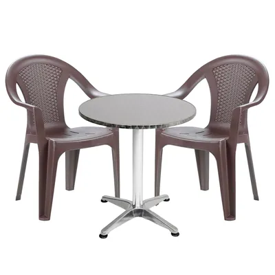 Produktbild von Bistrogarnitur 3-teilig Aluminium - Kunststoff Mokka
