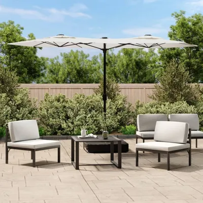 Image de The Living Store double parasol blanc sable 316x240 cm