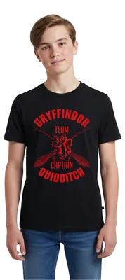 Produktbild von Spreadshirt Harry Potter Gryffindor Quidditch Team Captain Teenager Premium T-Shirt, 146/152 (10 Jahre), Schwarz