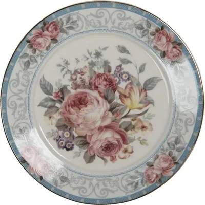 Produktbild von Frühstücksteller Porzellan 21x2 cm Weiß floral Clayre & Eef PECDP