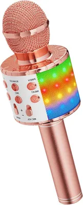 Productafbeelding van Karaoke Microfoon - Draadloze Speaker - Feestjes Muziek - 4-in-1 Functie - 8 uur Speelduur - Roségoud