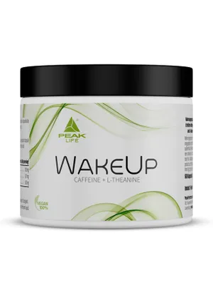 Produktbild von WakeUp - 60 Kapseln I 30 Portionen I 100 mg Koffein + 100 mg L-Theanin aus Grüntee Extrakt pro Kapsel I Wachmacher I Energie I Konzentration