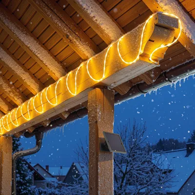 Produktbild von esotec Solar Lichterschlauch mit 200 warmweißen LEDs Lichterkette outdoor 102572, KI-generiertes Bild