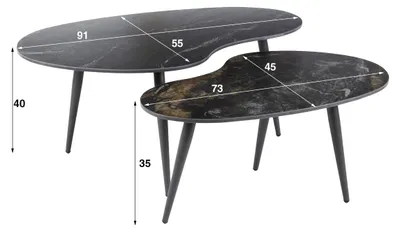 Produktbild von AnLi Style Couchtisch Fossil, nierenförmig, 2er-Set