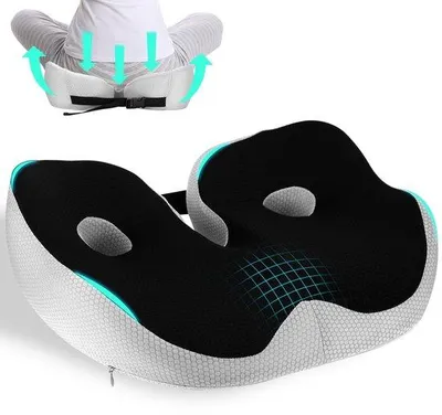 Zdjęcie produktu dla Ibenzoa® Ergonomiczna poduszka ortopedyczna do siedzenia z pianką memory, zapewniająca optymalne wsparcie dla kręgosłupa i bioder, antypoślizgowa – idealna do biura, samochodu i domu