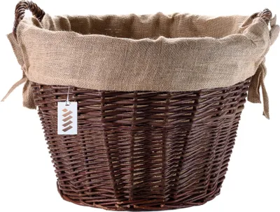 Produktbild von Wiklinowy Świat - Weidenkorb Ø55cm - Kaminholzkorb, Kartoffelkorb, Obstkorb, Füllkorb Kiepe Gartenkorb, Henkelkorb Weidengeflecht für Einkauf, in Naturfarbe Geräumig - Jute, mit Bändern befestigt 50 l
