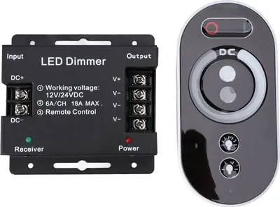 Zdjęcie produktu dla Ściemniacz DC 12V-24V 18A PWM Ściemniacz taśmy LED z pilotem RF Regulacja jasności Ściemniacz