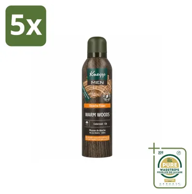 Zdjęcie produktu dla 5 sztuk pianki do kąpieli Kneipp Men, zapach Warm Woods, pojemność 200 ml, zestaw ekonomiczny