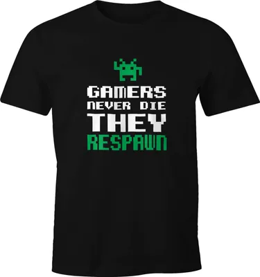 Produktbild von Herren T-Shirt Gamers never die they respawn Spruch Pixel Zocker 90er 80er Retro Fun-Shirt Moonworks® L