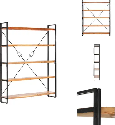 Zdjęcie produktu dla vidaXL Regał 5 przegród 140x30x180 cm Akacjowe lite drewno - Regały i biblioteczki