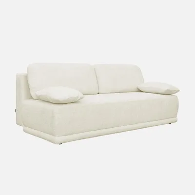 Immagine prodotto di sweeek - Divano letto a 3 posti con rivestimento bouclé e contenitore - Bianco antico