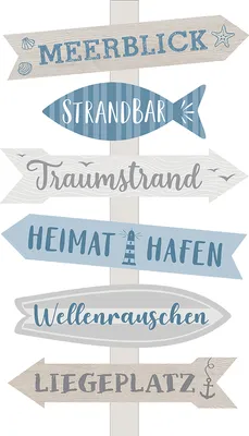 Produktbild von Gartenschild Wegweiser MEERBLICK - ca. 76 cm - Garten Deko Schild Regeln