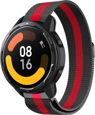 Produktbild von Strap-it Milanese Armband - Kompatibel mit Xiaomi Watch S1 Armband Ersatzarmband Edelstahl - Armband mit Magnetverschluss - Hochwertiges Material - für Smartwatch 22mm Armband Rot