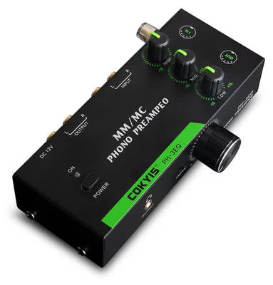 Zdjęcie produktu dla Przedwzmacniacz gramofonowy PH-3EQ – interfejs audio MM/MC z regulacją tonów wysokich, średnich i niskich, zbalansowanym złączem XLR, obwodem o niskim poziomie szumów oraz wyjściem RCA; wtyczka UE