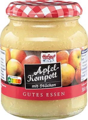 Produktbild von Hofgut Apfelkompott mit kleinen Stückchen leicht gezuckert 370ml