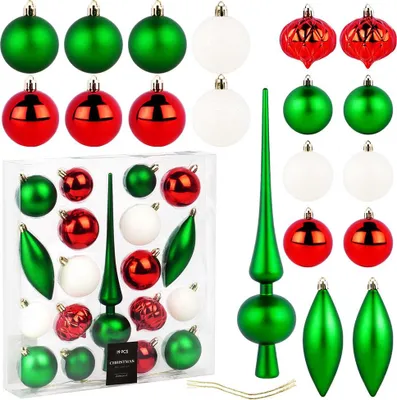 Produktbild von Vilde | Christbaumkugeln - 19 teilig - Bruchfest - Kunststoff - Weihnachtskugeln Set Bunt mit Spitze