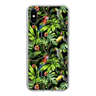 Produktbild von MuchoWow® Handyhülle Schutzhülle Hülle für iPhone Xs Vögel - Tropisch - Muster Silikon Softcase Handy Hülle - Handytasche