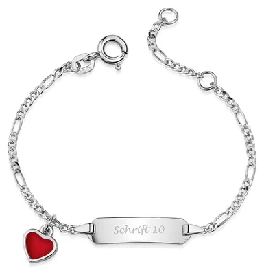 Produktbild von MATERIA by Matthias Kinder Armband Herz mit Gravur 925 Silber Emaille rhodiniert 12-14cm verstellbar SA-59