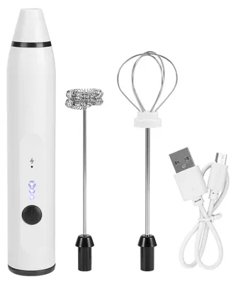 Produktbild von Kleiner elektrischer Schneebesen, handgehaltener Mini-Schäumer für Kaffee, Latte, heiße Schokolade, USB-Aufladung, Weiß