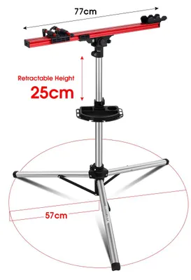 Produktbild von Fahrrad Montageständer - Mechaniker Reparaturständer - Faltbar - Mehrwinkel verstellbar - Bis 35 kg belastbar - Für 40–74 cm MTB und Rennräder aus Aluminium