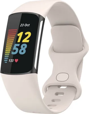 Produktbild von Strap-it® Fitbit Charge 5 Silikonarmband (Sandweiß) - Große: M/L