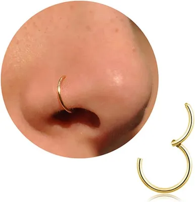 Obrázok produktu pre Náušnice z titánu, zlato/striebro, tenký nosný piercing, 20G/18G/16G, pre septum, tragus, conch, 6 mm/7 mm/8